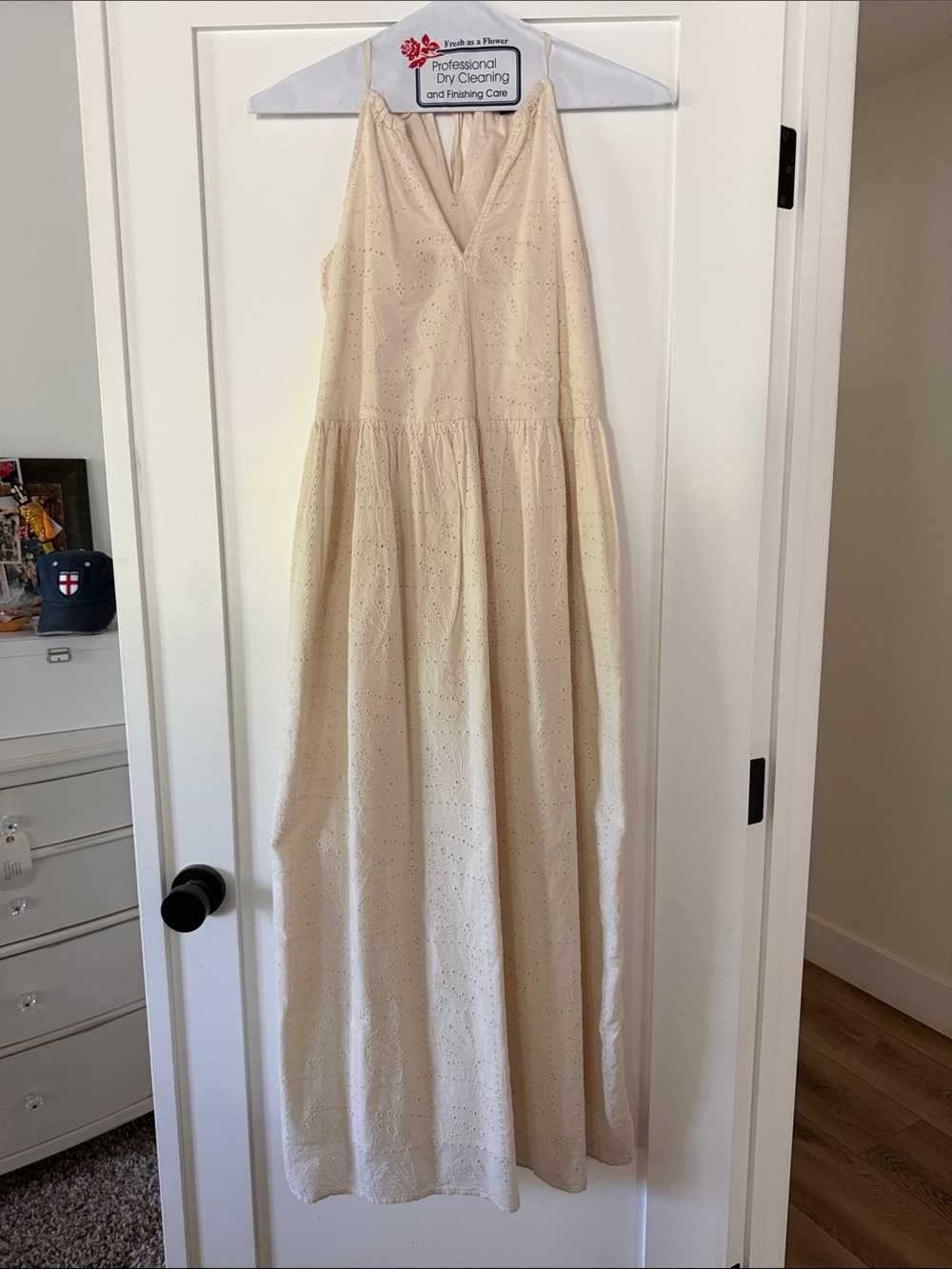 Universal Thread Cream Eyelet Halter Maxi Dress